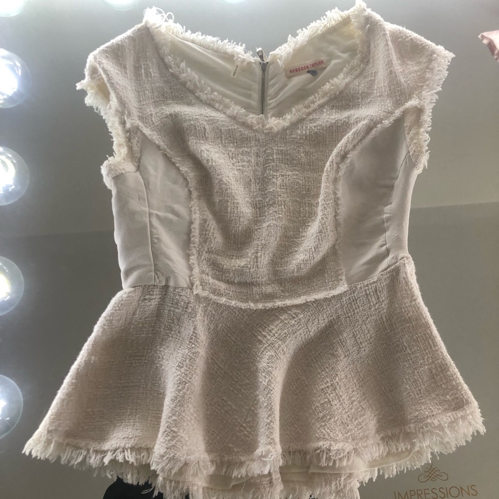 Rebecca Taylor Elegant Top With Real Lamb Leather - Picture 2 of 8